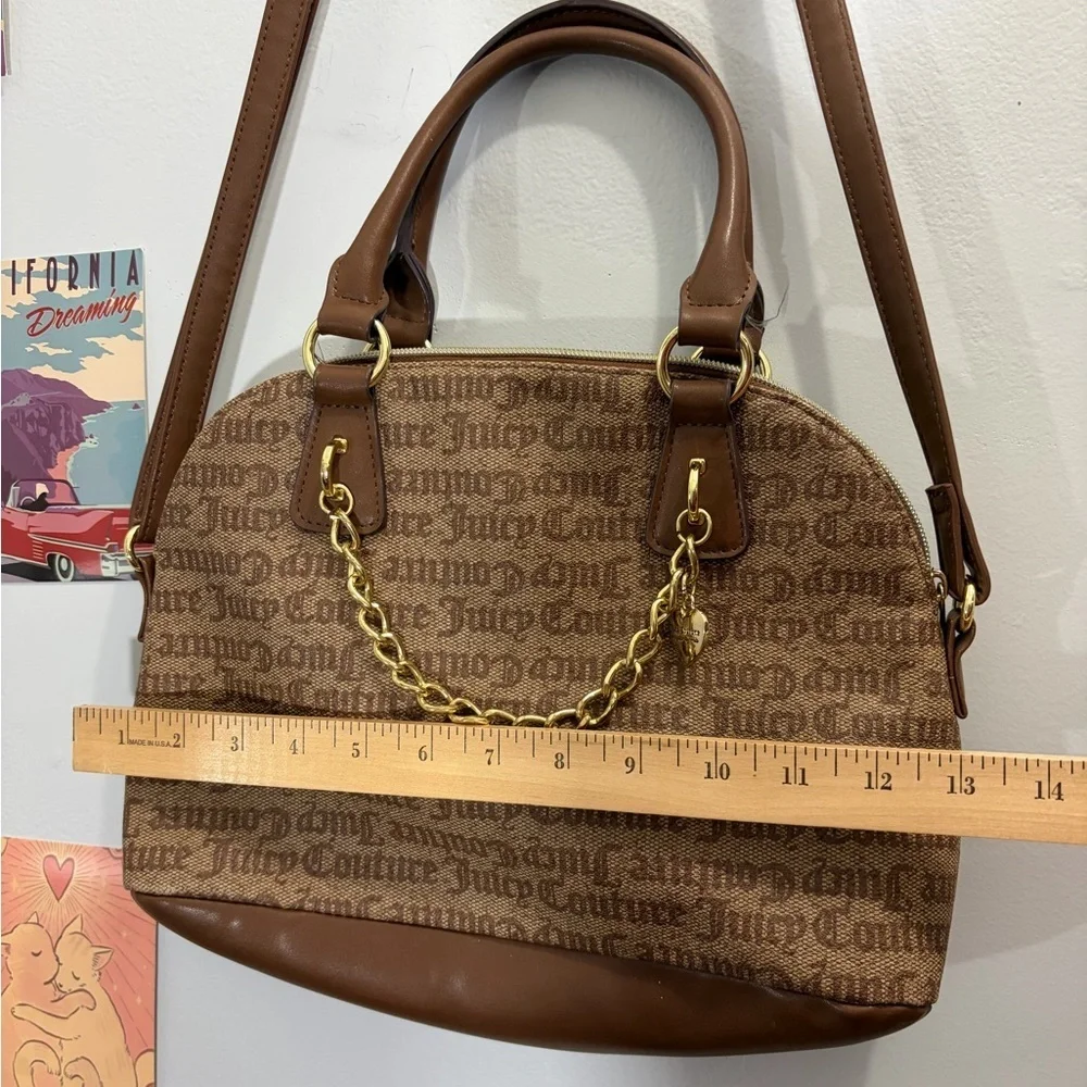 Juicy Couture Brown Logo Dome Satchel with Gold Chain